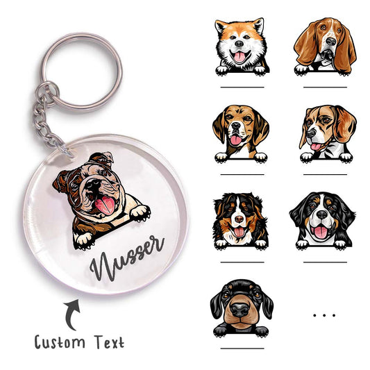 Custom Dog & Name Keychain Acrylic Keyring