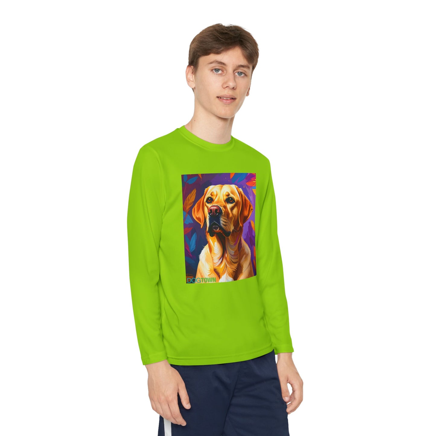 Pup Art Canvas - Kid's Sport Long Sleeve Tee (Yellow Lab)