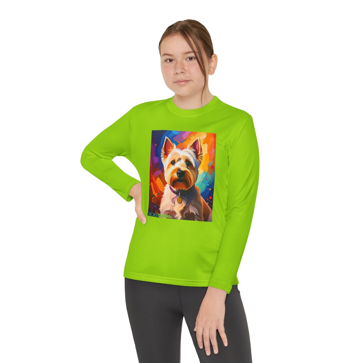 Pup Art Canvas - Kid's Sport Long Sleeve Tee (West Highland White Terrier)