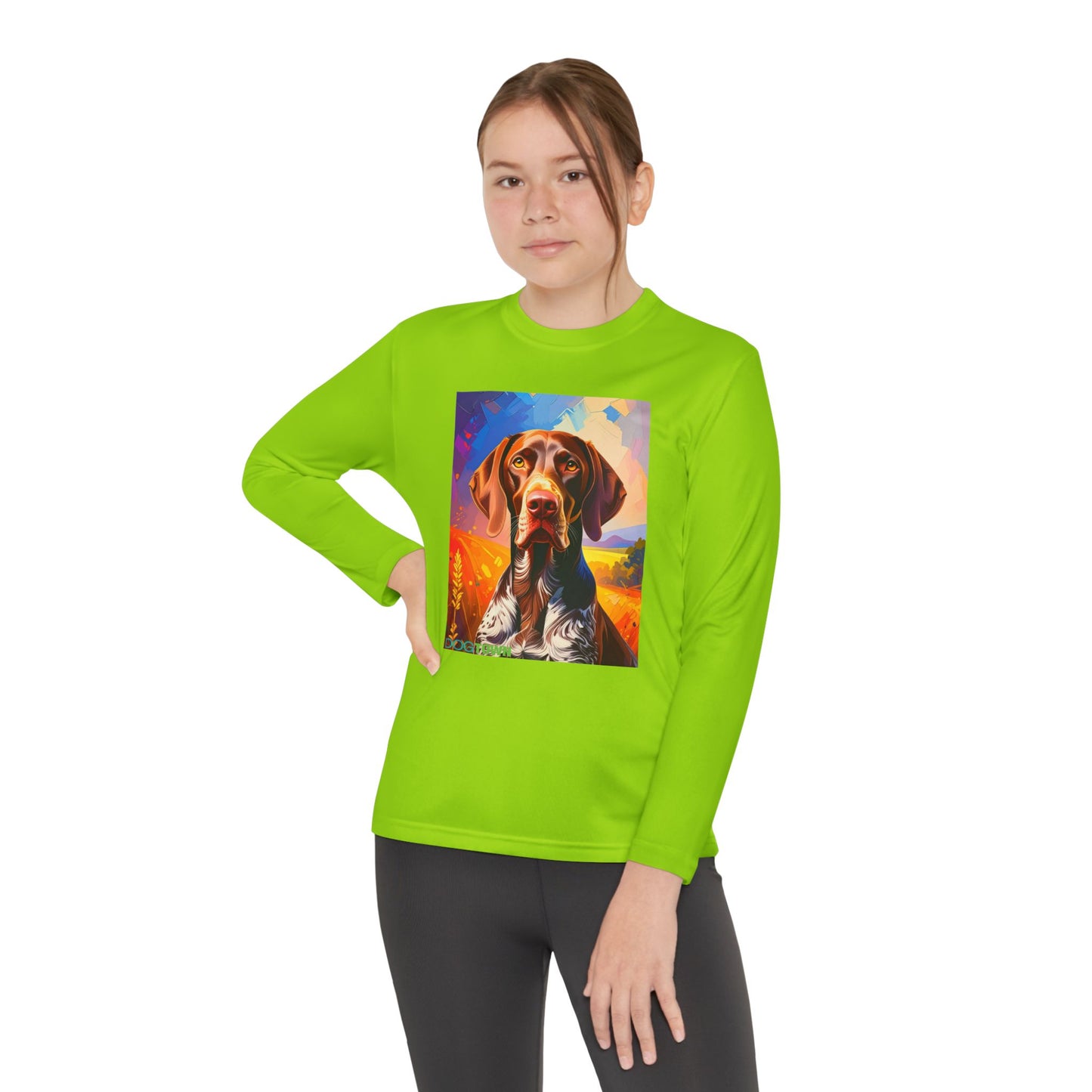 Pup Art Canvas - Kid's Sport Long Sleeve Tee (German Shorthaired Pointer)