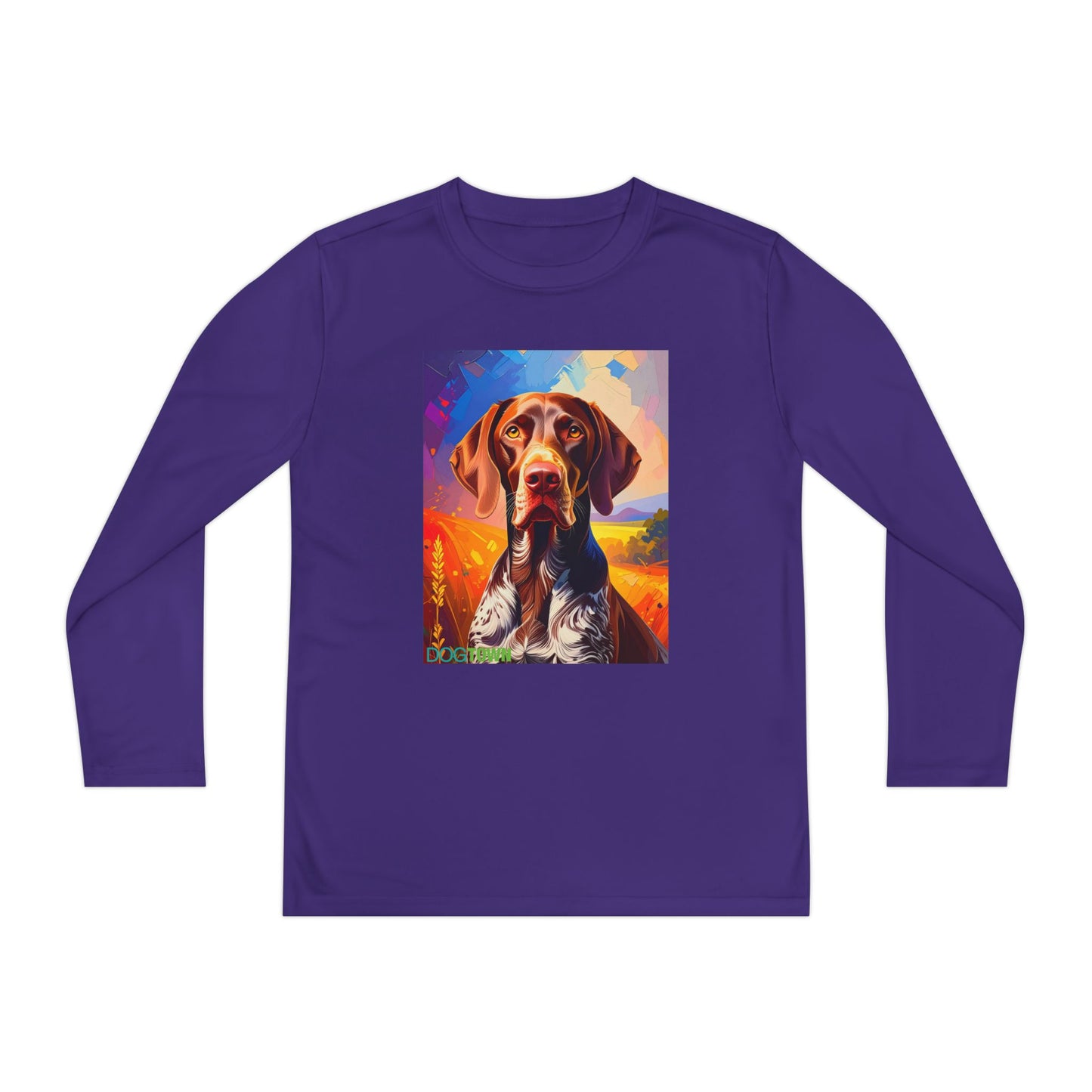 Pup Art Canvas - Kid's Sport Long Sleeve Tee (German Shorthaired Pointer)