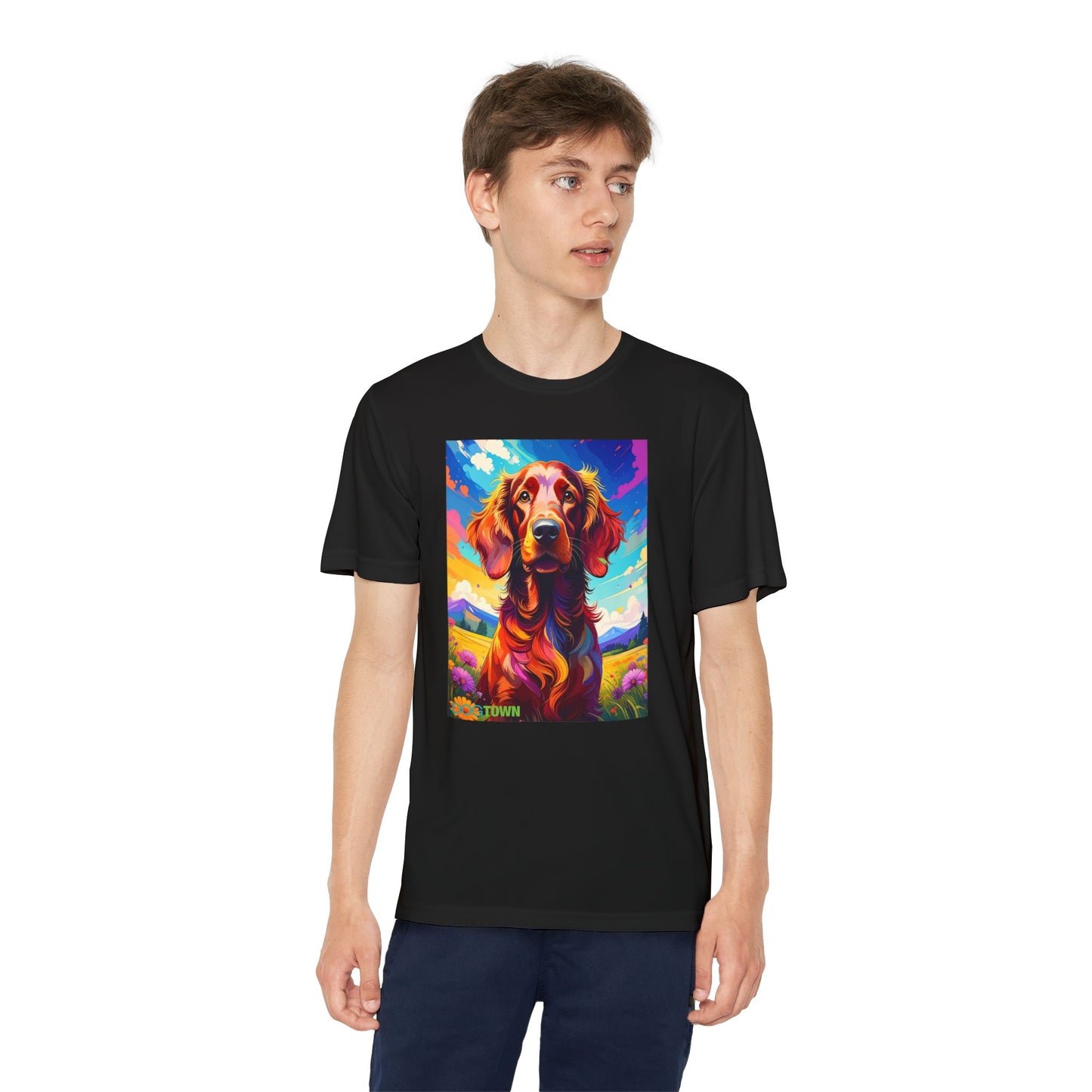 Pup Art Canvas - Kid's Sport Short Sleeve Tee (Irish Setter)