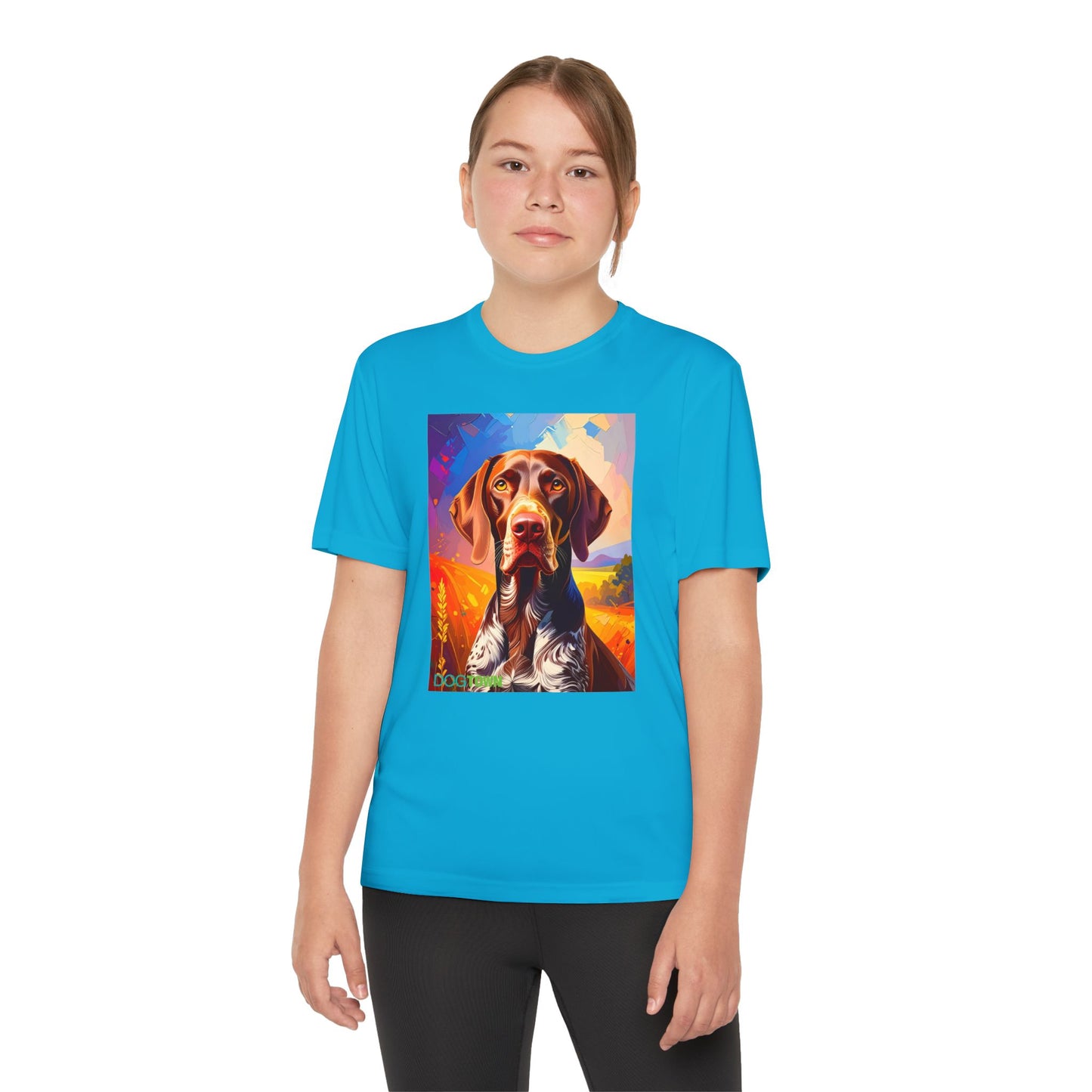 Pup Art Canvas - Kid's Sport Short Sleeve Tee (German Shorthaired Pointer)