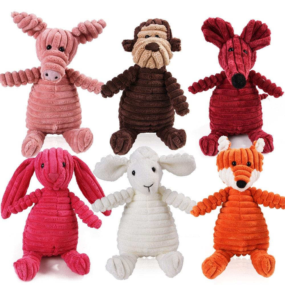 Pet Dog Molar Toy Vent Training Corduroy Monkey Pig Voice Plush Toy