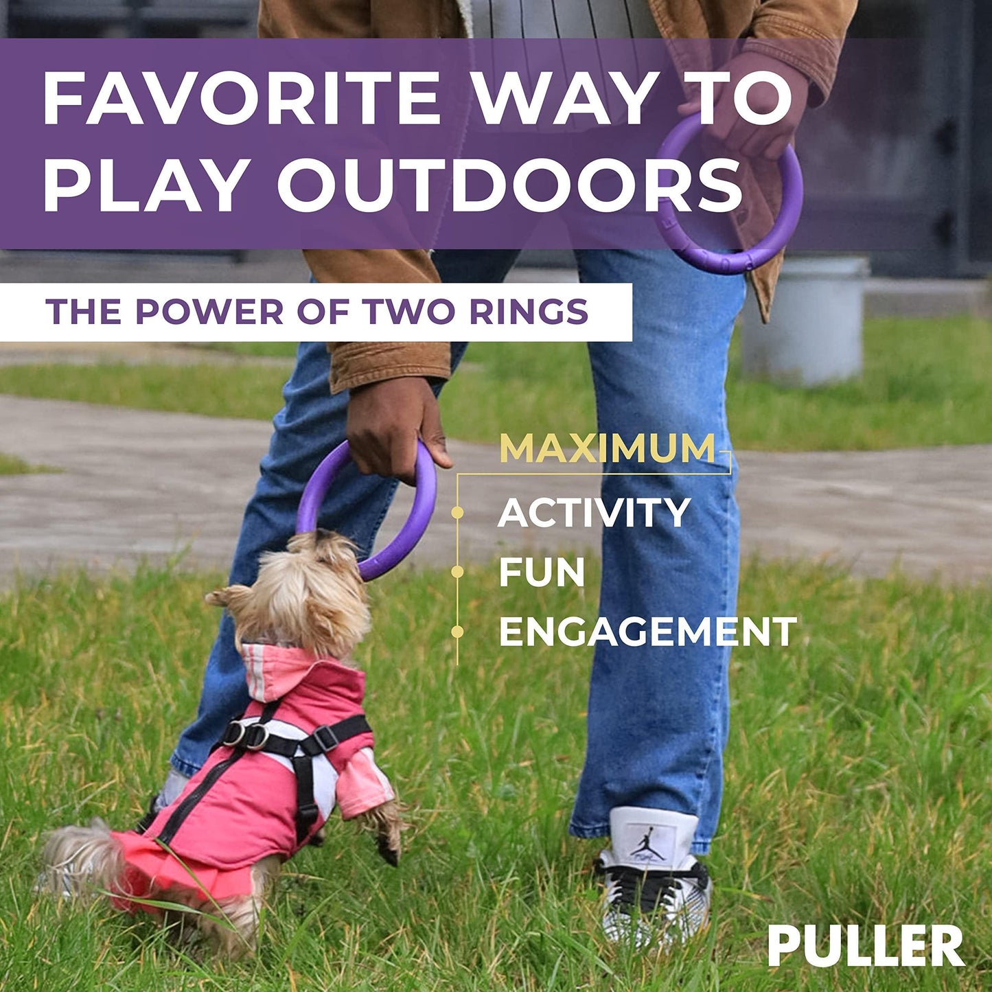 Puller Outdoor Dog Ring Toys Dog Fetch Toy & Tug of War Dog Toy for