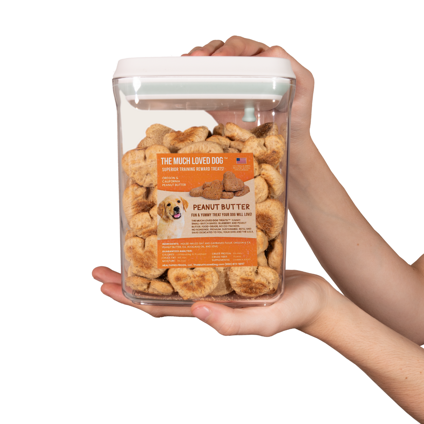 Much Loved Dog Peanut Butter Training Reward Treats - ECO Set (Filled Fresh Keeper +1 Refill)