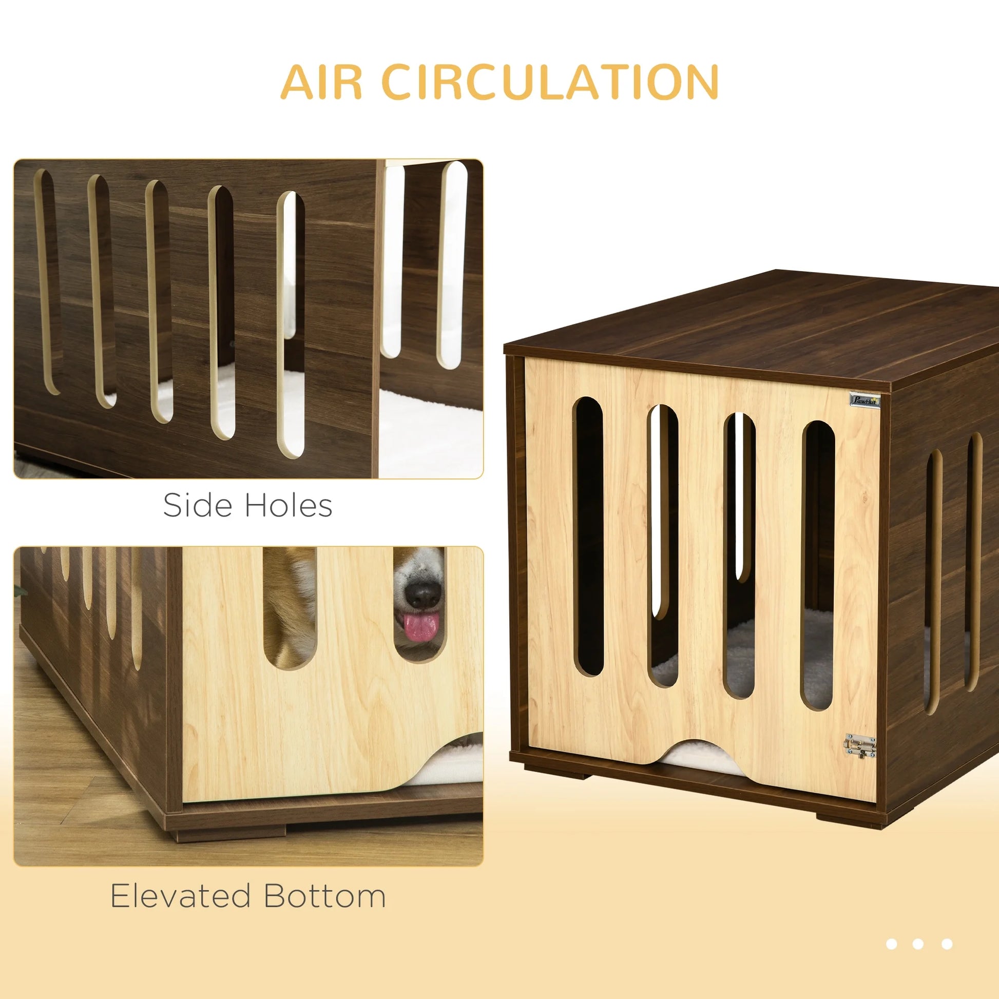Dog Crate End Table with Soft Cushion for Small & Medium Dogs, Brown