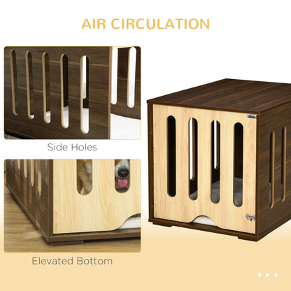 Dog Crate End Table with Soft Cushion for Small & Medium Dogs, Brown