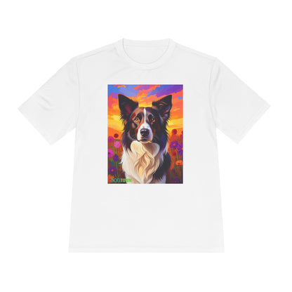 Pup Art Canvas Unisex Moisture Wicking Tee (Border Collie)