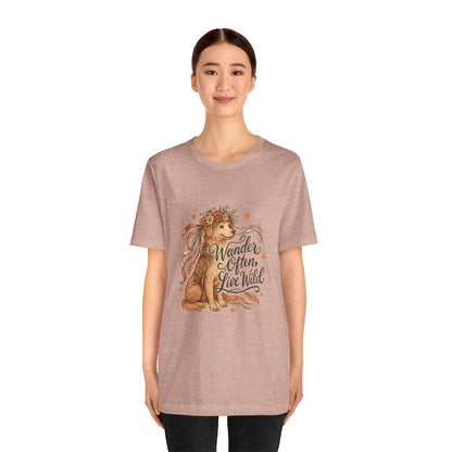 Dogtown Boho Revival "Wander Often, Live Wild" Unisex Jersey Tee (Golden Retriever)