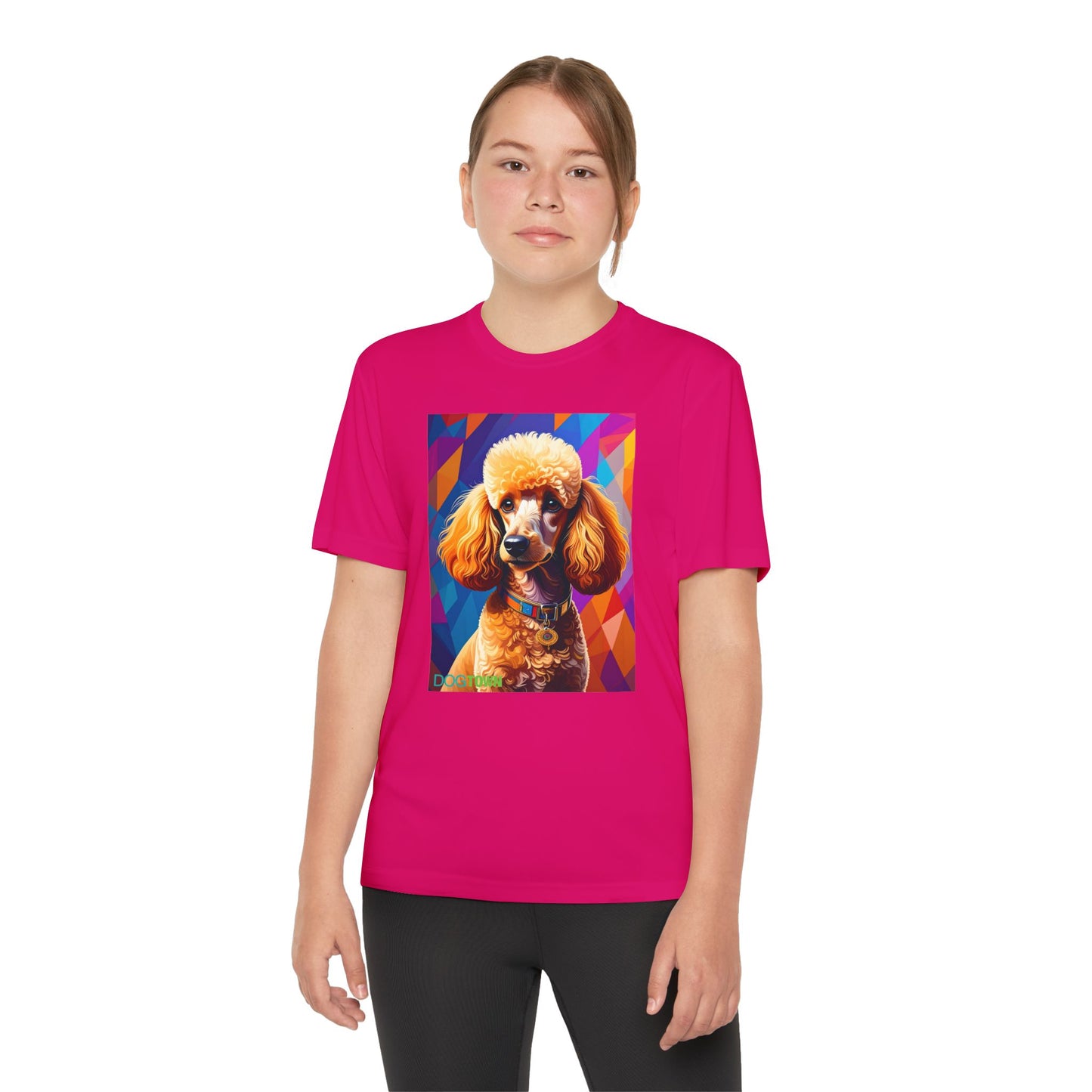 Pup Art Canvas - Kid's Sport Short Sleeve Tee (Toy Poodle)