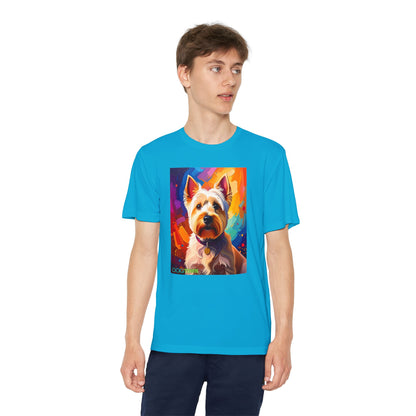 Pup Art Canvas - Kid's Sport Short Sleeve Tee (West Highland White Terrier)