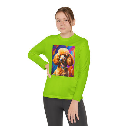 Pup Art Canvas - Kid's Sport Long Sleeve Tee (Toy Poodle)