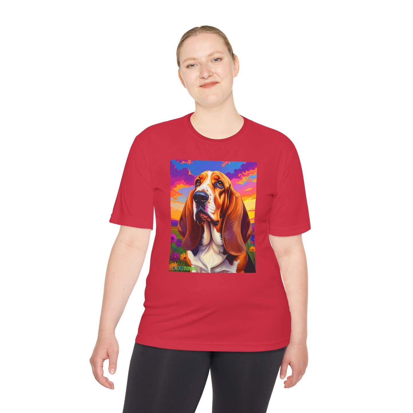 Pup Art Canvas Unisex Moisture Wicking Tee (Basset Hound)