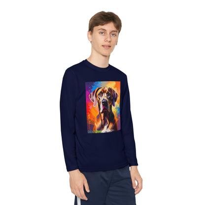 Pup Art Canvas - Kid's Sport Long Sleeve Tee (Great Dane)