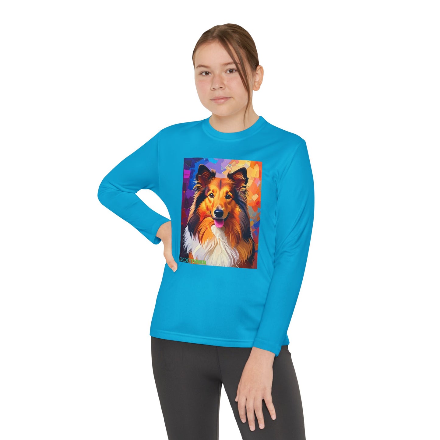 Pup Art Canvas - Kid's Sport Long Sleeve Tee (Sheltie - Shetland Sheepdog)