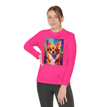Pup Art Canvas - Kid's Sport Long Sleeve Tee (Chihuahua)