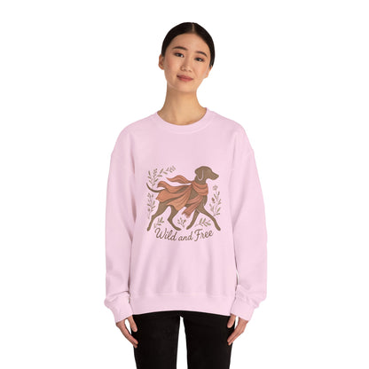 Dogtown Boho Revival "Wild and Free" Unisex Heavy Blend™ Crewneck Sweatshirt (Weimaraner)
