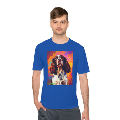 Pup Art Canvas Unisex Moisture Wicking Tee (English Springer Spaniel - 2)