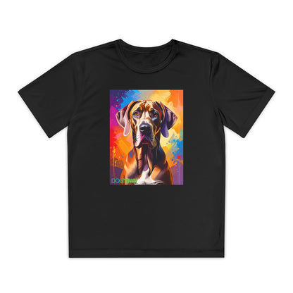 Pup Art Canvas - Kid's Sport Short Sleeve Tee (Great Dane)