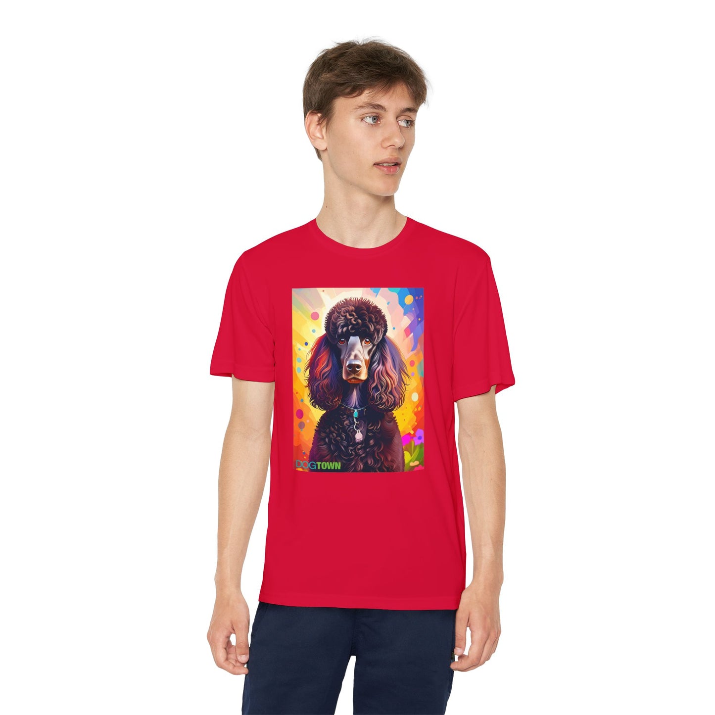 Pup Art Canvas - Kid's Sport Short Sleeve Tee (Standard Poodle)