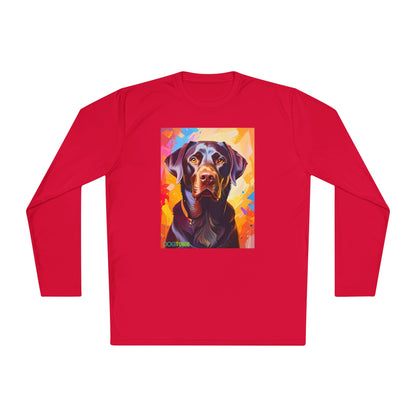 Pup Art Canvas Sport Long Sleeve Tee (Chocolate Lab)
