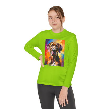Pup Art Canvas - Kid's Sport Long Sleeve Tee (Great Dane)