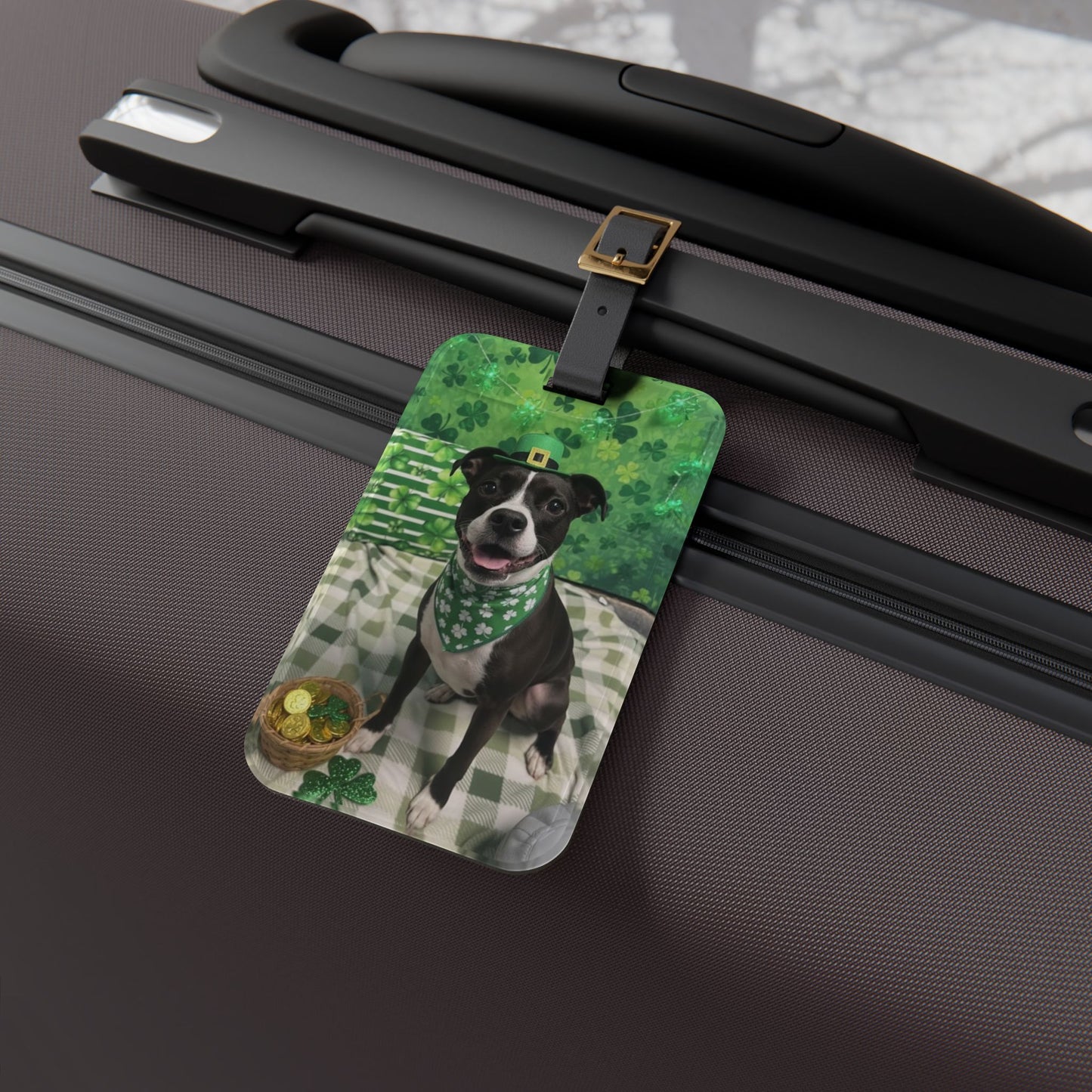 Violet - St. Patrick's Day Dog Luggage Tag