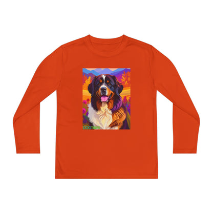 Pup Art Canvas - Kid's Sport Long Sleeve Tee (Bernese Mountain Dog)