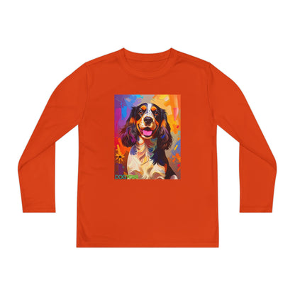 Pup Art Canvas - Kid's Sport Long Sleeve Tee (English Springer Spaniel)