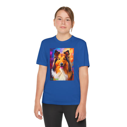 Pup Art Canvas - Kid's Sport Short Sleeve Tee (Sheltie - Shetland Sheepdog)