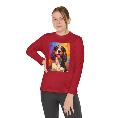 Pup Art Canvas - Kid's Sport Long Sleeve Tee (English Springer Spaniel)