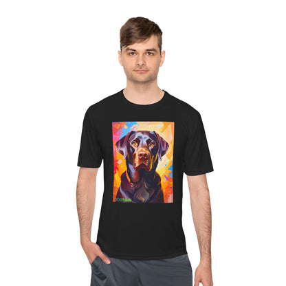 Pup Art Canvas Unisex Moisture Wicking Tee (Chocolate Lab)