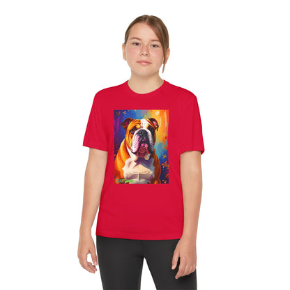 Pup Art Canvas - Kid's Sport Short Sleeve Tee (English Bulldog)