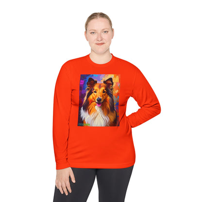 Pup Art Canvas Sport Long Sleeve Tee (Sheltie)