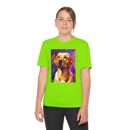 Pup Art Canvas - Kid's Sport Short Sleeve Tee (Yellow Lab)