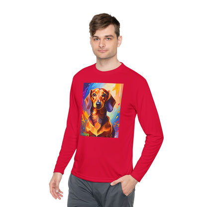 Pup Art Canvas Sport Long Sleeve Tee (Dachshund)