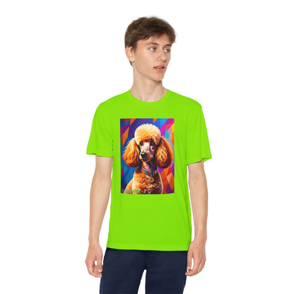 Pup Art Canvas - Kid's Sport Short Sleeve Tee (Toy Poodle)