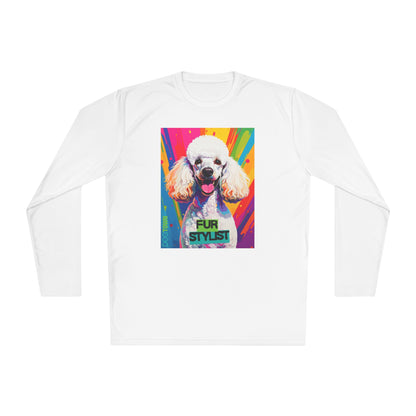 Dogtown Fur Stylist Groomer Long Sleeve Shirt (Colorful with White Poodle)