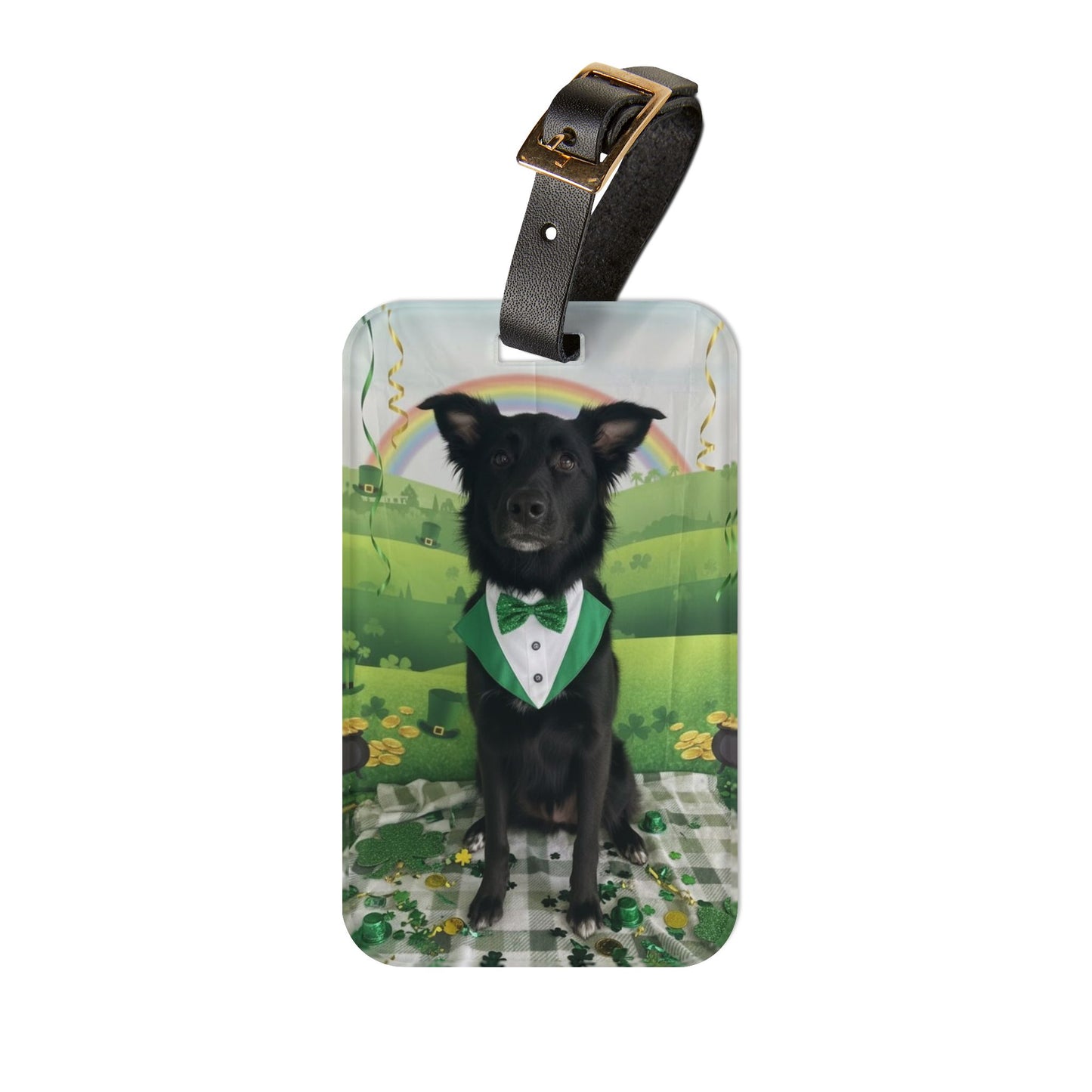 Luna - St. Patrick's Day Dog Luggage Tag