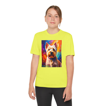 Pup Art Canvas - Kid's Sport Short Sleeve Tee (West Highland White Terrier)