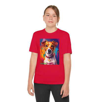 Pup Art Canvas - Kid's Sport Short Sleeve Tee (Jack Russell Terrier)