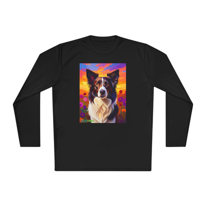 Pup Art Canvas Sport Long Sleeve Tee (Border Collie)