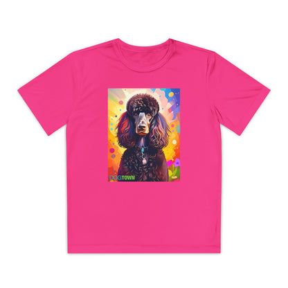 Pup Art Canvas - Kid's Sport Short Sleeve Tee (Standard Poodle)