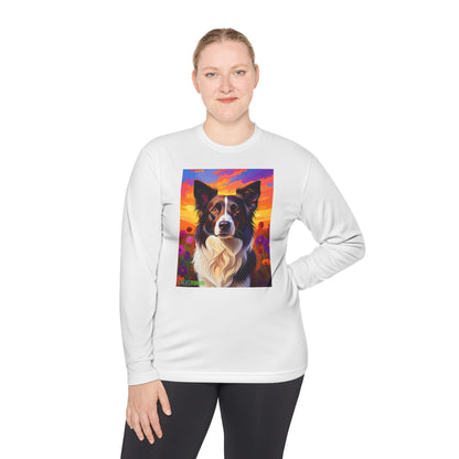 Pup Art Canvas Sport Long Sleeve Tee (Border Collie)