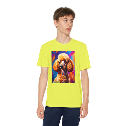 Pup Art Canvas - Kid's Sport Short Sleeve Tee (Toy Poodle)