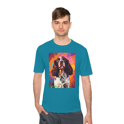 Pup Art Canvas Unisex Moisture Wicking Tee (English Springer Spaniel - 2)