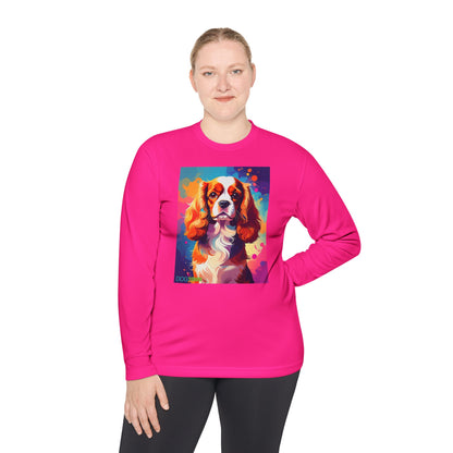 Pup Art Canvas Sport Long Sleeve Tee (Cavalier King Charles Spaniel)
