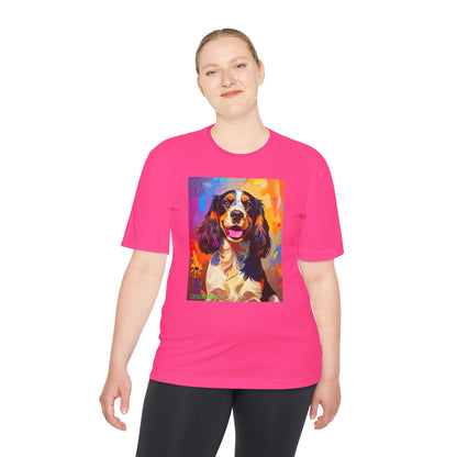 Pup Art Canvas Unisex Moisture Wicking Tee (English Springer Spaniel - 1)