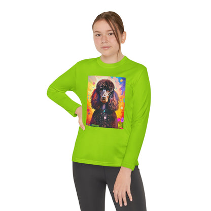 Pup Art Canvas - Kid's Sport Long Sleeve Tee (Standard Poodle)